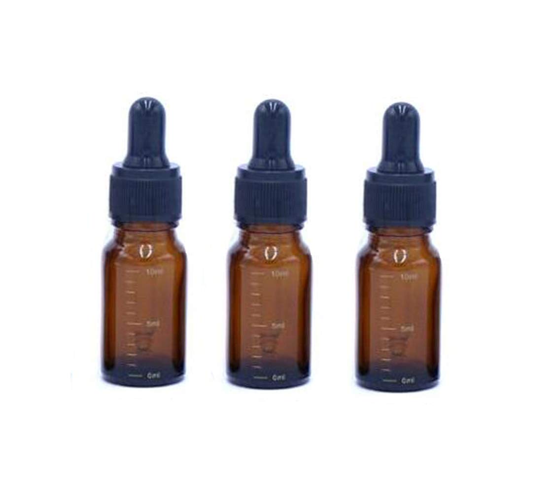 VASANA 3Pcs Empty Refillable Amber Graduated Scale Glass Essential Oil Dropper Bottles with Black Dropper Cap Cosmetic Elite Fluid Storage Container