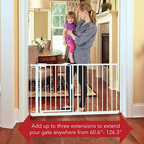 North States 11-Bar Extension for Auto-Close Baby Gate: Add extension for a gate up to 69.75" wide (Adds 31.25" width, Soft White) - Thumbnail 3