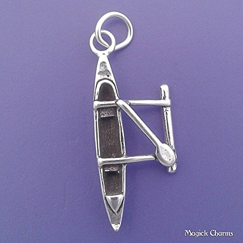 925 Sterling Silver 3-D Outrigger Canoe Boat Hawaii Charm Pendant Jewelry Making Supply, Pendant, Charms, Bracelet, DIY Crafting by Wholesale Charms