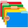 Jyusmile File Folders - 120 Packs Colored File Folders Letter Size, 1/3 Cut Tab File Folders for Documents, Folder for Filing Cabinet, Office & School Supplies Folders with 5 Two-Tone Assorted Colors