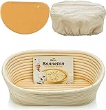 Oval Bread Banneton Proofing Basket - 10 Inch Baskets Sourdough Brotform Proofing Basket Set Banaton Towel for Baking Oval Proofing for Sourdough Bread Making Starter Jar Kit - Great As A Gift