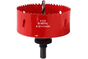 LOOTOOLS 4.5 inch Hole Saw with Arbor for Metal Wood Plastic, 4-1/2(114mm) in Bimetal Hole Cutter for Different Project with Smooth and Flat Drilling Edge, Fast Chip Removal
