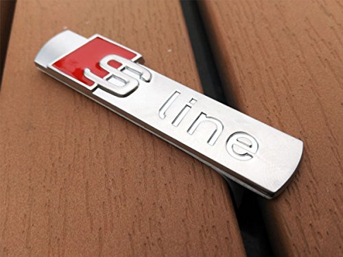 Deselen - LP-BS07 - Car Emblem Chrome Stickers Decals Badge Labeling for S Line A3, A4, A6, Q3,Q5, Q7, S6, S8, Pack of 2 (Frosting Silver)