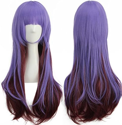 SmartFactory Long Purple Curly Wavy Human Hair Synthetic Fiber Wig For Halloween Cosplay Party