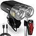 USB Rechargeable Bike Light Kit - LED Bicycle Headlight And Taillight Super Bright 600 Lumens - High Capacity Li ion Battery - Waterproof Fits All MTB Mountain And Road Bikes - Cycling Safety