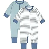 Teach Leanbh Toddler Baby Boys Girls 2-Pack Pajamas Cotton 2 Way Zipper Long Sleeve Footless Romper Sleep and Play