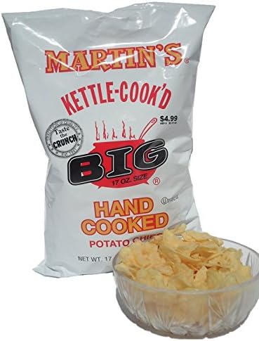 Martins Kettle Cooked Potato Chips, Hand Cooked (Pack of 2 - 17 Oz. Bags)