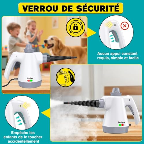 Portable Steam Cleaner 1050W High Temperature Cleaning - 100% Chemical Free Disinfection Multifunction Device for Kitchen, Bathroom, Car, Floors and Fabrics