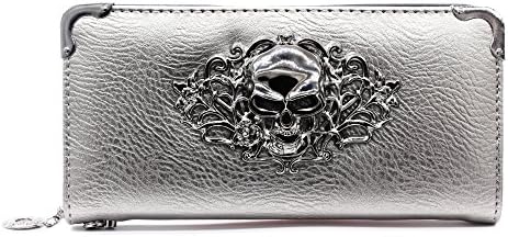 ZENTEII Women Faux Synthetic Leather Skull Wallet Punk Clutch
