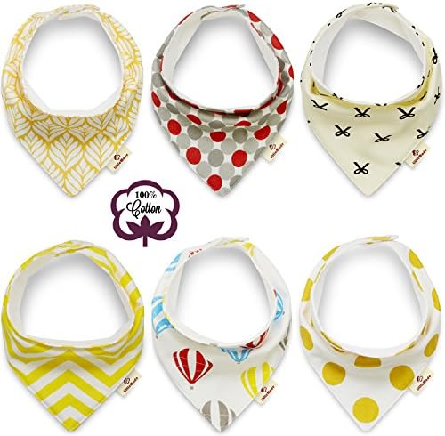 Baby Bandana Drool Bibs by LittleMade: Unisex 6-Pack 100% Cotton on Both Sides, Ultra Soft, Comfortable &amp; Adjustable, Top Baby Shower Gift for Boys &amp; Girls