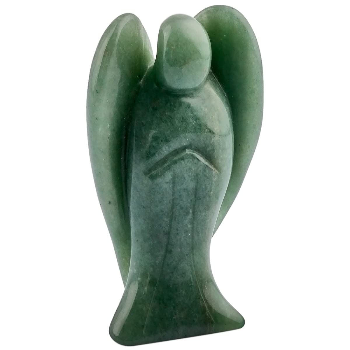 KYEYGWO Green Aventurine Angel Gemstone Crystal Guardian Angel Statues, Pocket Peace Angel Lucky Charm Reiki Fengshui Desk Ornaments 2.75"