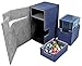 Ultimate Guard Flip 'n' Tray 80+, Deck Case for 80 Double-Sleeved TCG Cards + Dice Tray, Blue/Grey, Independent Magnetic Closure & Microfiber Lining