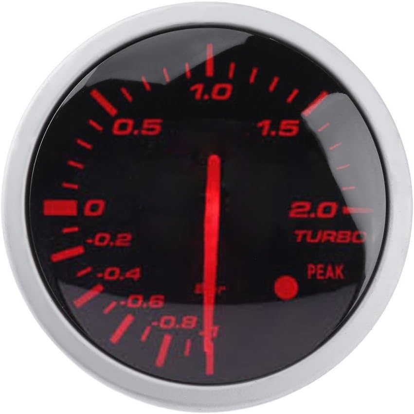 NELNISSA 60mm 2.5in Racing Car Turbo Boost Gauge White+ Red Light Meter with Sensor