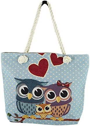I Love OWL - Hoot Owl - Loveing Owl Family Design Blue Tote Bag