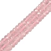 6mm Natural Rose Quartz Faceted Rondelle Loose Beads Jewelry Making DIY Bead 16 Inch