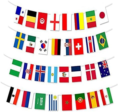 MZYARD 2018 World Cup Flags Banner 32 Country Flags for World Cup Decorations, Fans, Bars or Sport Clubs