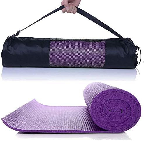 Yoga Mat PVC Exercise Pilates Mat Gym Fitness Workout Pad Bag (6mm Thick)