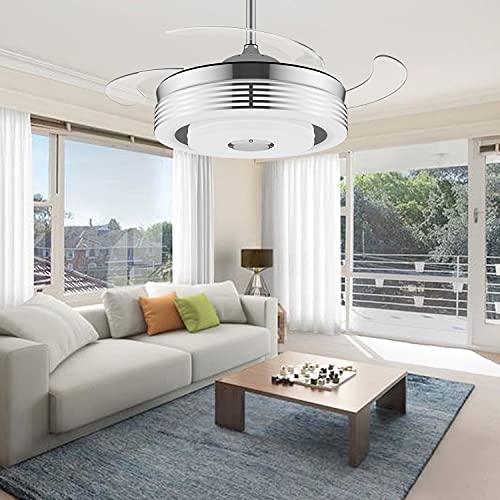 42 Inch Retractable Ceiling Fan Light and Bluetooth Speaker RGB Color