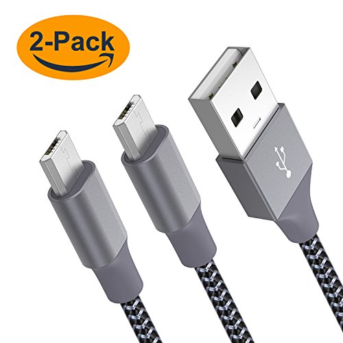 Micro USB Cable Android, Quntis 2 Pack 6ft USB to Micro USB Cables High Speed Sync and Charging Cord for Samsung HTC Motorola Nokia Tablet Kindle MP3 Xbox PS4 and more (Black)