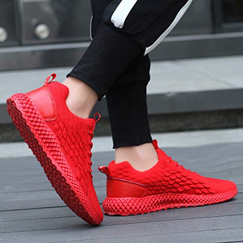 Men's Sneakers Sport Baseball Shoes Fashion Breathable Sneakers Mesh Soft Sole Casual Athletic Lightweight Red - Thumbnail 4
