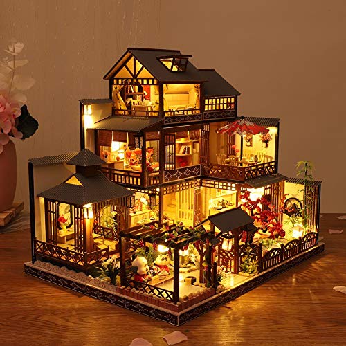 Exuberanter DIY Puppenhaus Kit, Holz Miniaturhaus Bausatz 3D Große Villa Miniatur Haus Mit Musik, Für Weihnachten… – Bild 3