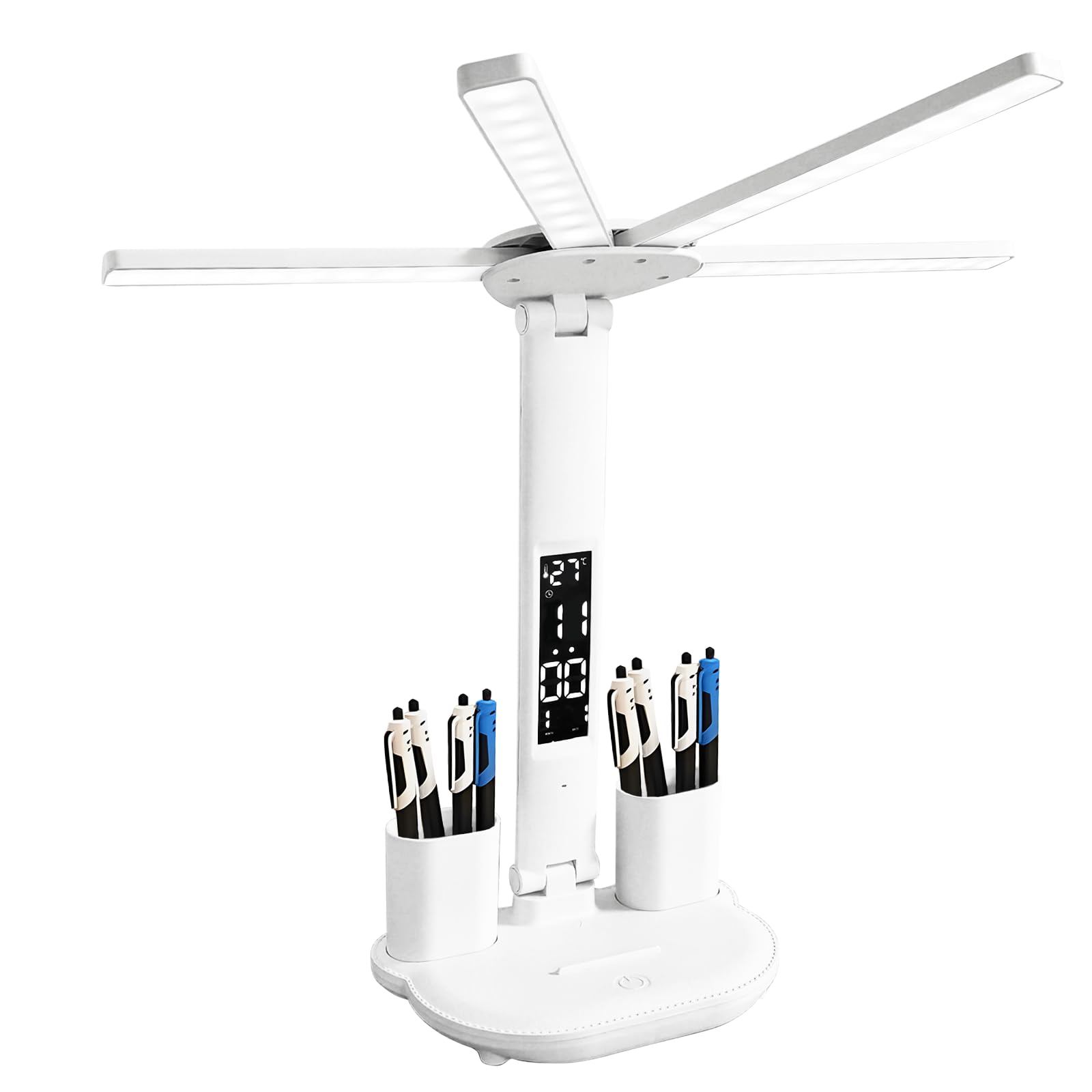 Adjustable Led Desk Lamp, 4 Head Rechargeable Lamp, Soft Light Eye-Care Table Light with Usb Charging Port, Intelligent Touch Control Dimmable Colour-Adjustable Reading Lamps For Home, Office,Bedroom