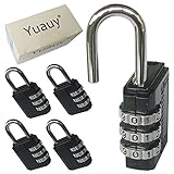 Yuauy 4 pcs Black Resettable 3 Dial Digit Combination Password Code Lock Padlock for Suitcase Luggage Travel Baggage Backpack