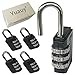 Yuauy 4 pcs Black Resettable 3 Dial Digit Combination Password Code Lock Padlock for Suitcase Luggage Travel Baggage Backpack