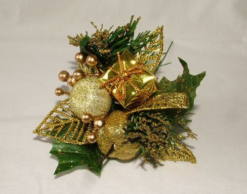 6 x Luxury Gold Christmas Picks - Bauble Parcel & Apple - Wreaths Garlands Floristry by A1-Homes
