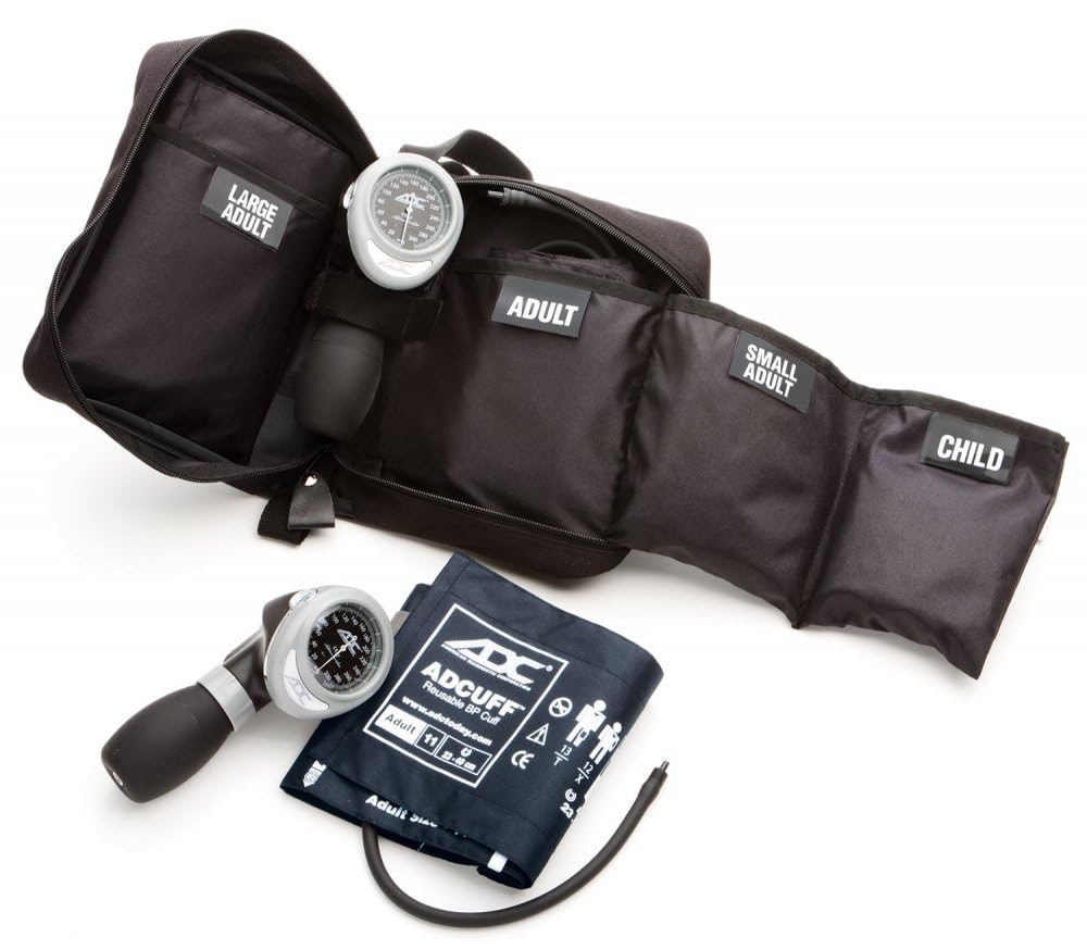 ADC Diagnotix Multikuf 732 4-Cuff EMT Kit, Professional Palm Aneroid Sphygmomanometer, Child, Small Adult, Adult, and Large Adult BP Cuffs (13-50 cm)