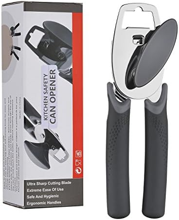 AUYE Can Opener Manual Smooth Edge and Heavy Duty Stainless Steel,Build in Bottle Opener