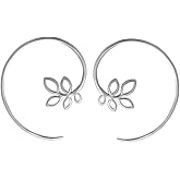 Boma Jewelry Sterling Silver Leaf Pull Through Hoop Earrings