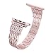 Secbolt Bling Bands Compatible with Apple Watch 38mm 40mm Iwatch Series 6/5/4/3/2/1/SE Stainless Steel Hollowed-out Replacement Wristband, Rose Gold