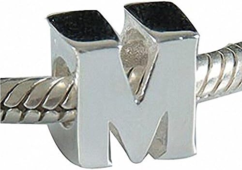 Alphabet Charms Letter Initial A-Z Spacer Bead 925 Sterling Silver - Fits Charms Bracelet, Personalized Xmas Gifts (M)
