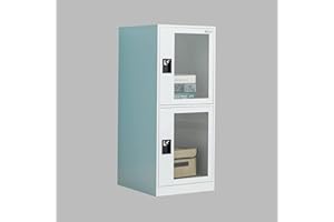 Small Metal Locker Cabinet with Transparent Doors and Lock Latch for Gym, Home, Office (G2v, Full White)