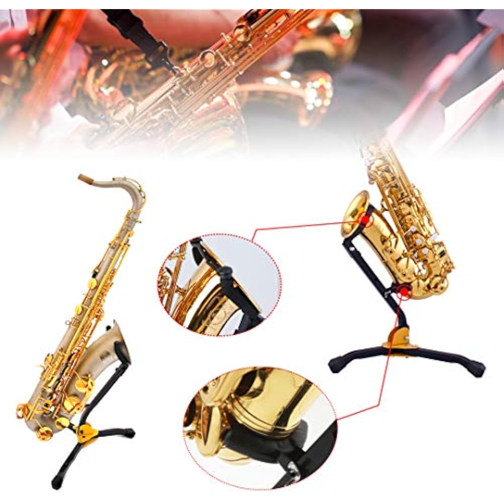 Saxophone Stand, Foldable Alto/Tenor Adjustable Metal Triangle Base