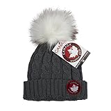 Canada Weather Gear Grey Chunky Cable Knit Hat Beanie with Fur Pom Pom - Grey