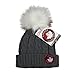 Canada Weather Gear Grey Chunky Cable Knit Hat Beanie with Fur Pom Pom - Grey