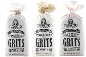 CURDIRECT Palmetto Farms Stone Ground Grits Assorted Variety Sampler - White, Yellow, & Mixed- Non-GMO - Just All Natural Corn, No Additives - Naturally Gluten Free, Produced in a Wheat Free Facility - Grinding Grits Since 1934 - 2 lb (Pack of 3)