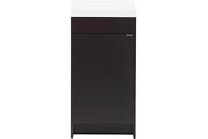 Spring Mill Cabinets Merton 17" Small Bathroom Vanity with White Single Sink Vanity Top, 1-Door Cabinet, 17" W x 12.75" D x 34.39" H, Ebony Oak