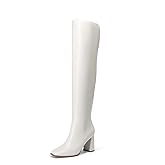 DREAM PAIRS Women's Tall Over the Knee Boots Thigh High Fall Block Chunky Heeled Knee High Long Boots with Fashion Square Toe and Side Zipper