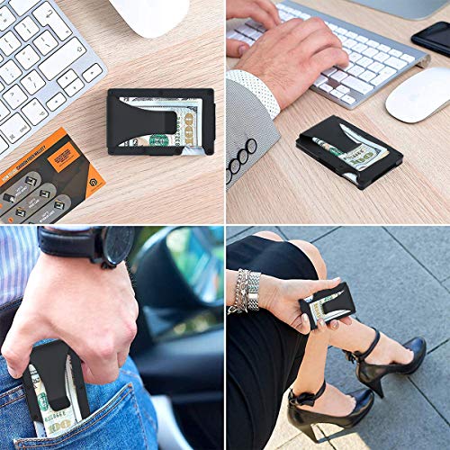 Montana West Minimalist Carbon Fiber Wallet RFID Credit Card Holder for Men Cash Clip AR RFD-001BK