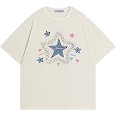Aelfric Eden Women Oversized Tee Star Grahpic Print Tshirts Casual Short Sleeve Loose Cotton T-Shirt Summer Y2k Top