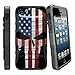 MINITURTLE Compatible with Apple iPhone SE, iPhone 5s, iPhone 5 Dual Layer Kickstand and Holster Black Case - American Flag Skull