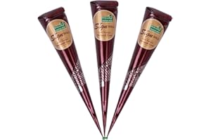 HIREDIT Natural Henna Paste Cones for Hair – 100% Pure & Ready to Use | No Ammonia or Chemicals | Pack of 3 – Dark-Brown, 30g Each Cone