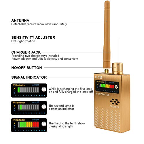 image for Molgegk Anti Spy Wireless RF Signal Detector, Upgrade Bug GPS Signal D
