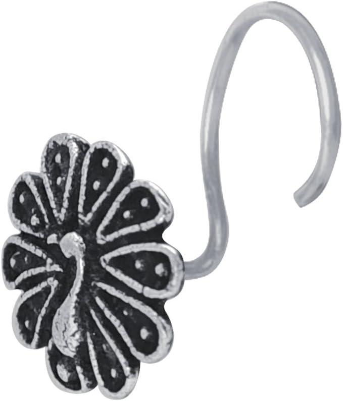 Abhooshan Designer and Trendy look Peacock Silver Alloy Nose pin for Women and Girls. Piercing required
