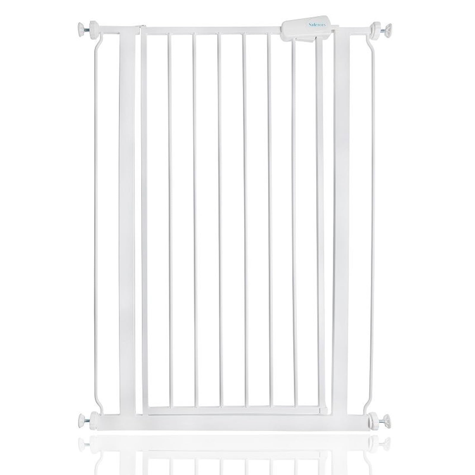Safetots Extra Tall Metal Safety Gate Pressure Fit, 75cm - 82.6cm, White, 104cm in Height, Extra Tall Stair Gate, Tall Baby Gate, Easy Installation