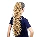 SWACC 24-Inch Messy Curls Synthetic Drawstring Curly Ponytail Hairpiece Jaw Clip Extensions (16/18-Dark Dark Honey Blonde Mixed)
