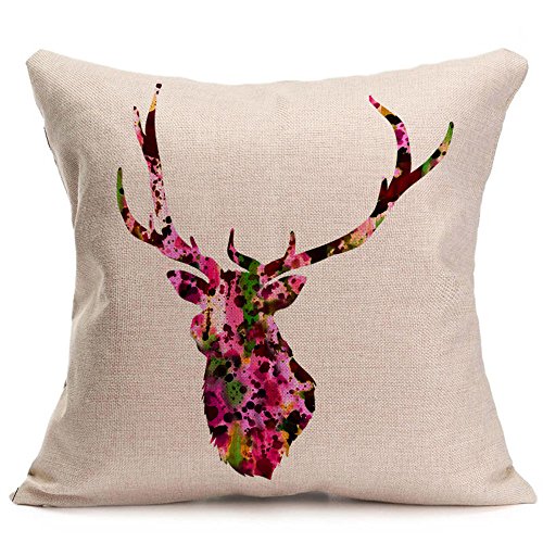 BCDshop Christmas Pillow, 2018 New Christmas Pillow Case Sofa Bed Waist Throw Cushion Cover Home Decor Gift (White B, Linen blend)